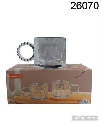 Imagen de TAZA DE VIDRIO CON ASA BURBUJA 8.5*7.5CM X2 3.26